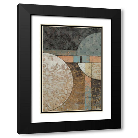 Geo Round Squared I Black Modern Wood Framed Art Print with Double Matting by Kime, John