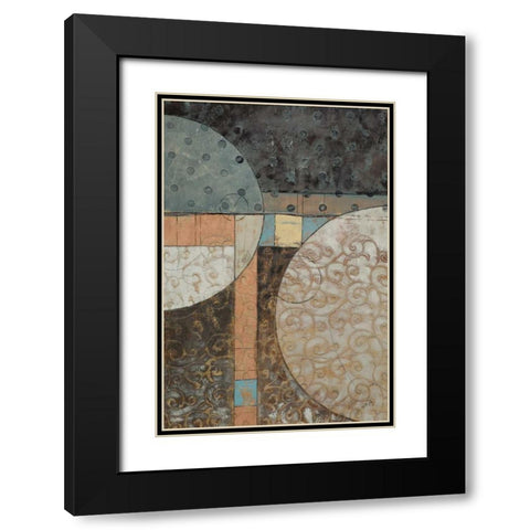 Geo Round Squared II Black Modern Wood Framed Art Print with Double Matting by Kime, John