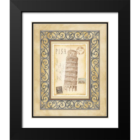 Pisa Postcard Black Modern Wood Framed Art Print with Double Matting by Laliberte, Andrea