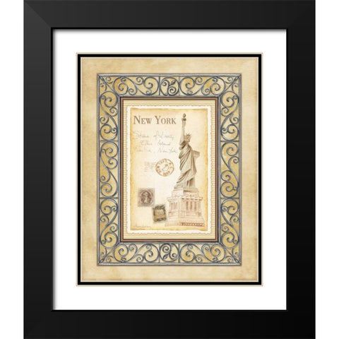 New York Postcard Black Modern Wood Framed Art Print with Double Matting by Laliberte, Andrea