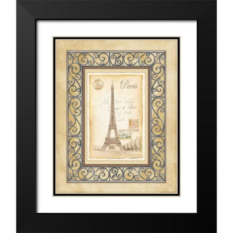 Paris Postcard Black Modern Wood Framed Art Print with Double Matting by Laliberte, Andrea