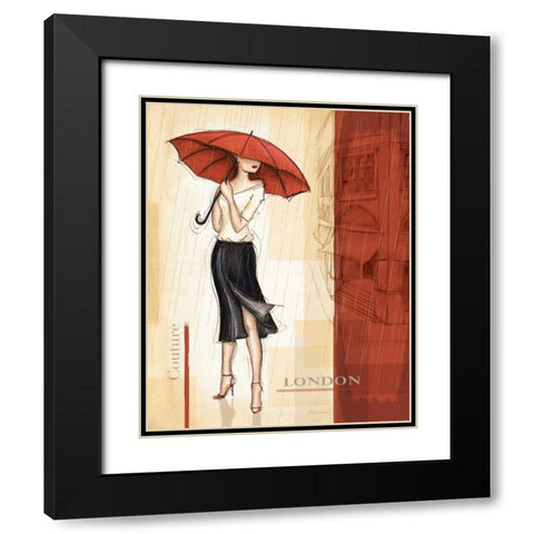 Rain London Black Modern Wood Framed Art Print with Double Matting by Laliberte, Andrea