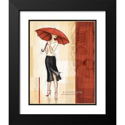 Rain London Black Modern Wood Framed Art Print with Double Matting by Laliberte, Andrea