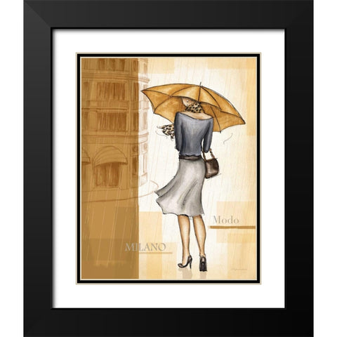 Rain Milano Black Modern Wood Framed Art Print with Double Matting by Laliberte, Andrea