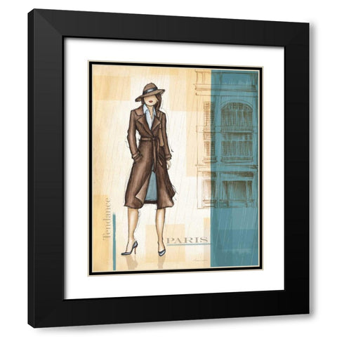 Rain Paris Black Modern Wood Framed Art Print with Double Matting by Laliberte, Andrea