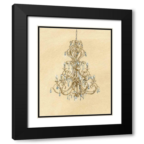 Elegant Chandelier I Black Modern Wood Framed Art Print with Double Matting by Laurencon