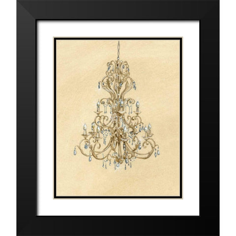 Elegant Chandelier I Black Modern Wood Framed Art Print with Double Matting by Laurencon