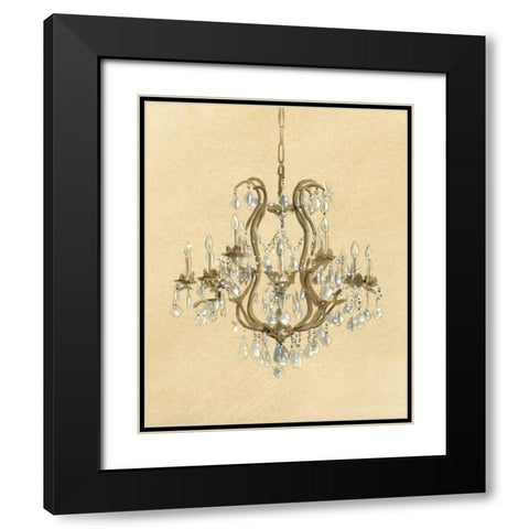 Elegant Chandelier II Black Modern Wood Framed Art Print with Double Matting by Laurencon
