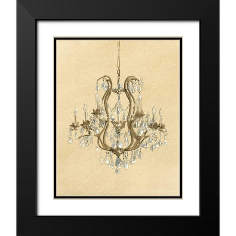 Elegant Chandelier II Black Modern Wood Framed Art Print with Double Matting by Laurencon