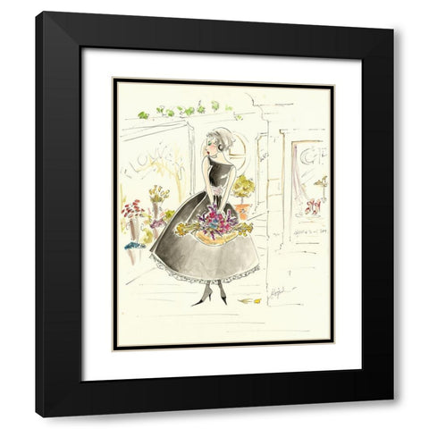 Flower Shopping Black Modern Wood Framed Art Print with Double Matting by Leal, Steve