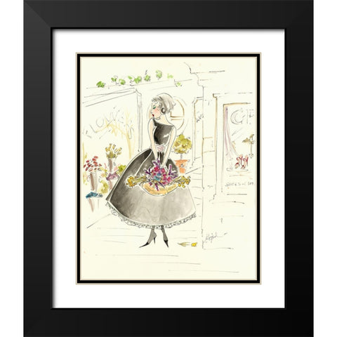 Flower Shopping Black Modern Wood Framed Art Print with Double Matting by Leal, Steve