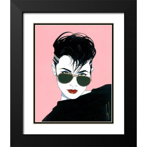 Kim Black Modern Wood Framed Art Print with Double Matting by Leal, Steve