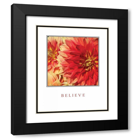 Believe Flowers Black Modern Wood Framed Art Print with Double Matting by Love, Maureen