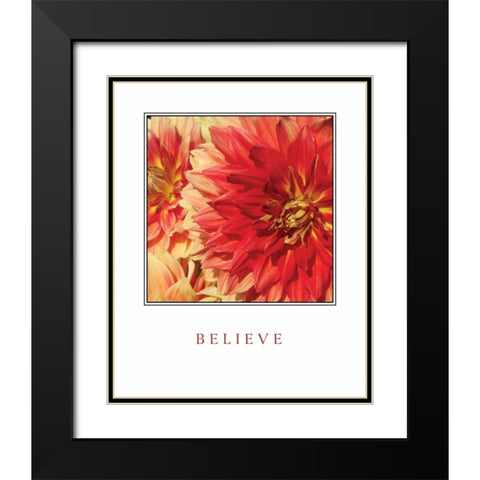 Believe Flowers Black Modern Wood Framed Art Print with Double Matting by Love, Maureen