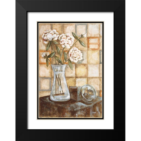 Travertine II Black Modern Wood Framed Art Print with Double Matting by Linza, Loretta