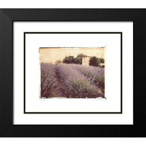 Lavender Black Modern Wood Framed Art Print with Double Matting by Melious, Amy