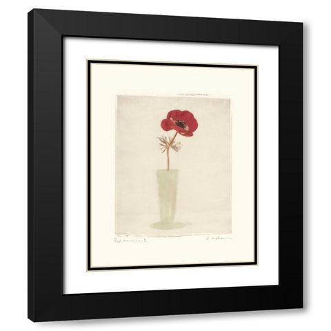 Red Anemones I Black Modern Wood Framed Art Print with Double Matting by Melious, Amy