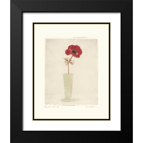 Red Anemones I Black Modern Wood Framed Art Print with Double Matting by Melious, Amy