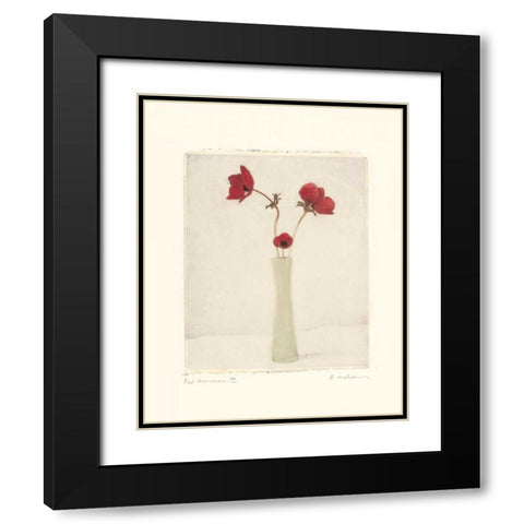 Red Anemones III Black Modern Wood Framed Art Print with Double Matting by Melious, Amy