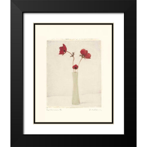 Red Anemones III Black Modern Wood Framed Art Print with Double Matting by Melious, Amy