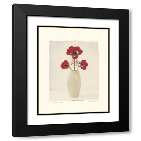 Red Anemones IV Black Modern Wood Framed Art Print with Double Matting by Melious, Amy
