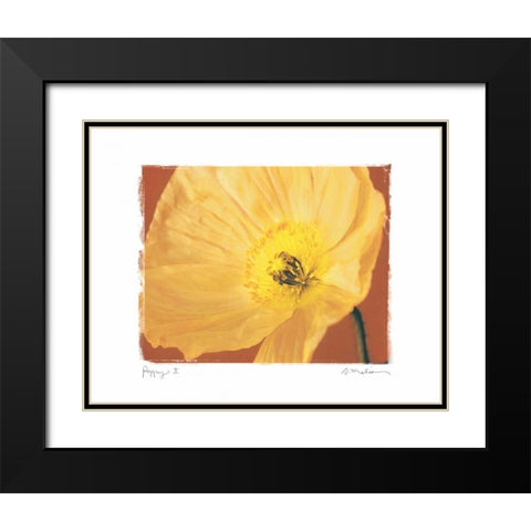 Poppy II Black Modern Wood Framed Art Print with Double Matting by Melious, Amy