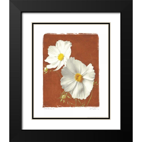 White Cosmos II Black Modern Wood Framed Art Print with Double Matting by Melious, Amy