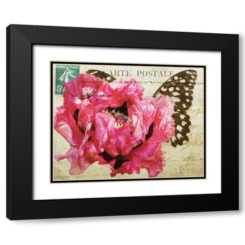 Carte Postale Poppy Black Modern Wood Framed Art Print with Double Matting by Melious, Amy