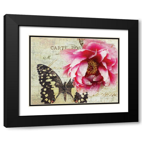 Carte Postale Peony Black Modern Wood Framed Art Print with Double Matting by Melious, Amy