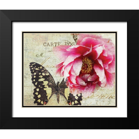 Carte Postale Peony Black Modern Wood Framed Art Print with Double Matting by Melious, Amy