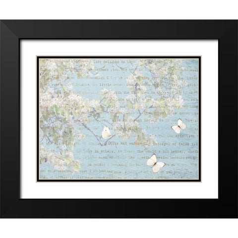 Blossoms and Butterflies I Black Modern Wood Framed Art Print with Double Matting by Melious, Amy