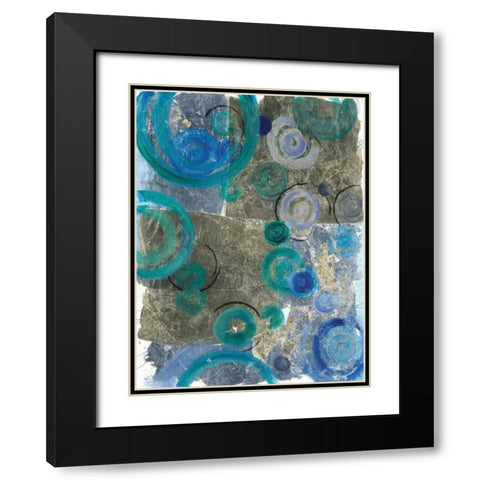 Peacock Swirl II Black Modern Wood Framed Art Print with Double Matting by Ferry, Margaret