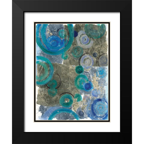Peacock Swirl II Black Modern Wood Framed Art Print with Double Matting by Ferry, Margaret