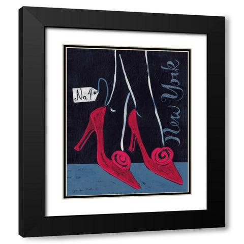 High Heels New York Black Modern Wood Framed Art Print with Double Matting by Matla, Jennifer