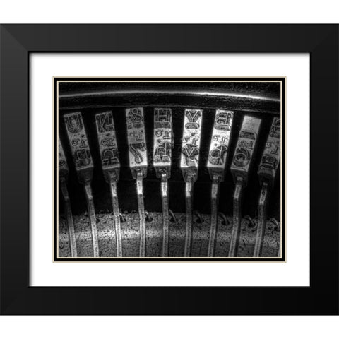 Typewriter Keys Black Modern Wood Framed Art Print with Double Matting by McNemar, C. Thomas
