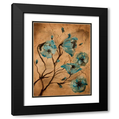 Blue Poppies I Black Modern Wood Framed Art Print with Double Matting by Monahan, Jodi