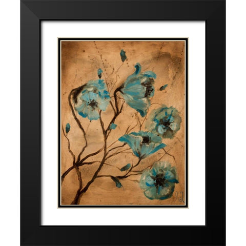 Blue Poppies I Black Modern Wood Framed Art Print with Double Matting by Monahan, Jodi