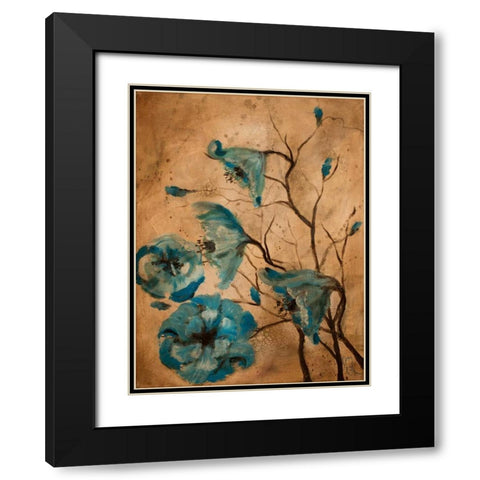 Blue Poppies II Black Modern Wood Framed Art Print with Double Matting by Monahan, Jodi