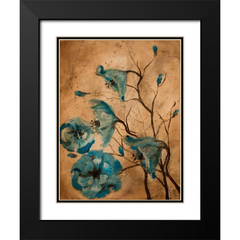 Blue Poppies II Black Modern Wood Framed Art Print with Double Matting by Monahan, Jodi