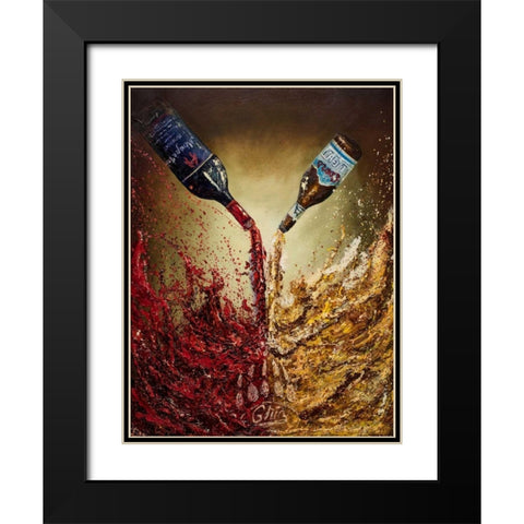 Pouring it Down Black Modern Wood Framed Art Print with Double Matting by Monahan, Jodi