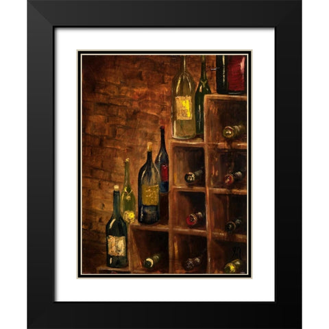 Racked Wine Black Modern Wood Framed Art Print with Double Matting by Monahan, Jodi