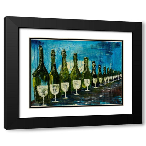 Wine Tasting Black Modern Wood Framed Art Print with Double Matting by Monahan, Jodi