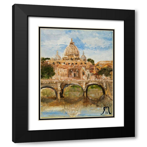 Italian City Black Modern Wood Framed Art Print with Double Matting by Monahan, Jodi