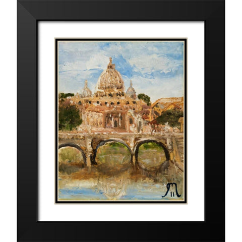 Italian City Black Modern Wood Framed Art Print with Double Matting by Monahan, Jodi