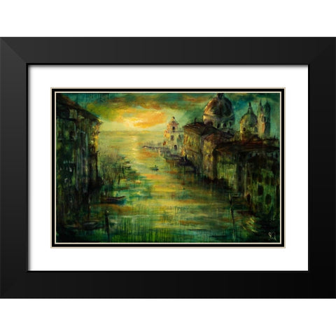 Venezia Basilica Black Modern Wood Framed Art Print with Double Matting by Monahan, Jodi