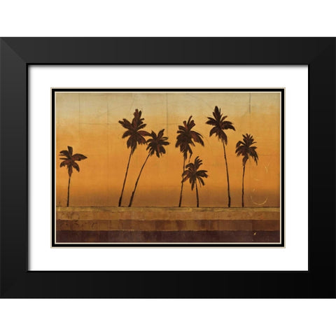 Sunset Palms I Black Modern Wood Framed Art Print with Double Matting by Martin, Cheryl