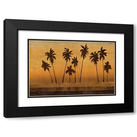 Sunset Palms II Black Modern Wood Framed Art Print with Double Matting by Martin, Cheryl