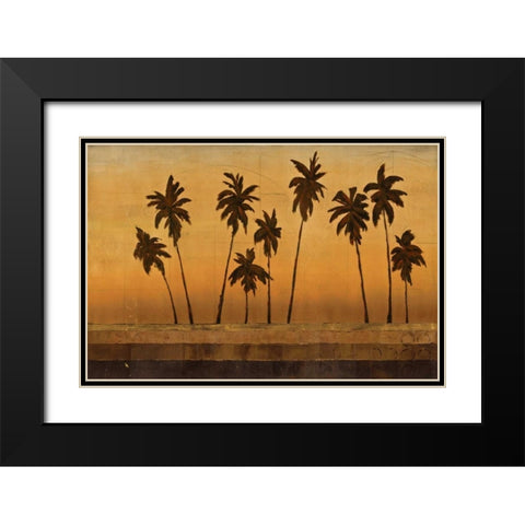 Sunset Palms II Black Modern Wood Framed Art Print with Double Matting by Martin, Cheryl