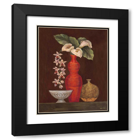 White Calla Lilies Black Modern Wood Framed Art Print with Double Matting by Misa, Eva