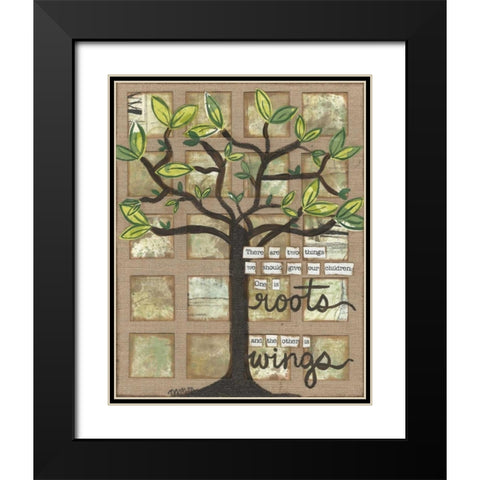 Roots And Wings Black Modern Wood Framed Art Print with Double Matting by Martin, Monica
